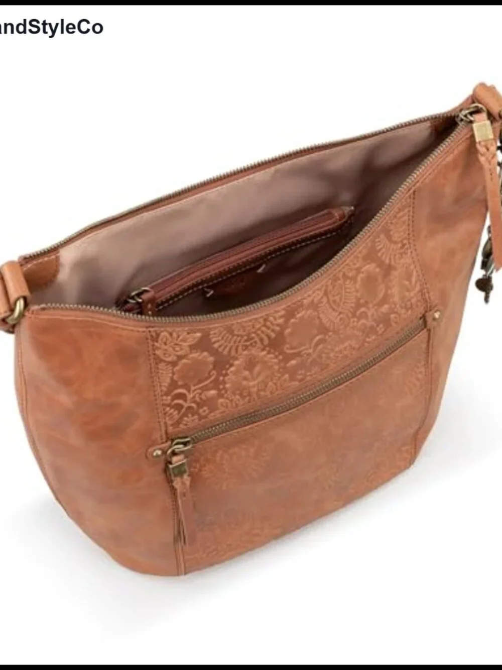 Large Leather Hobo Bag with Zip Pocket - Spacious Slouchy Shoulder Purse